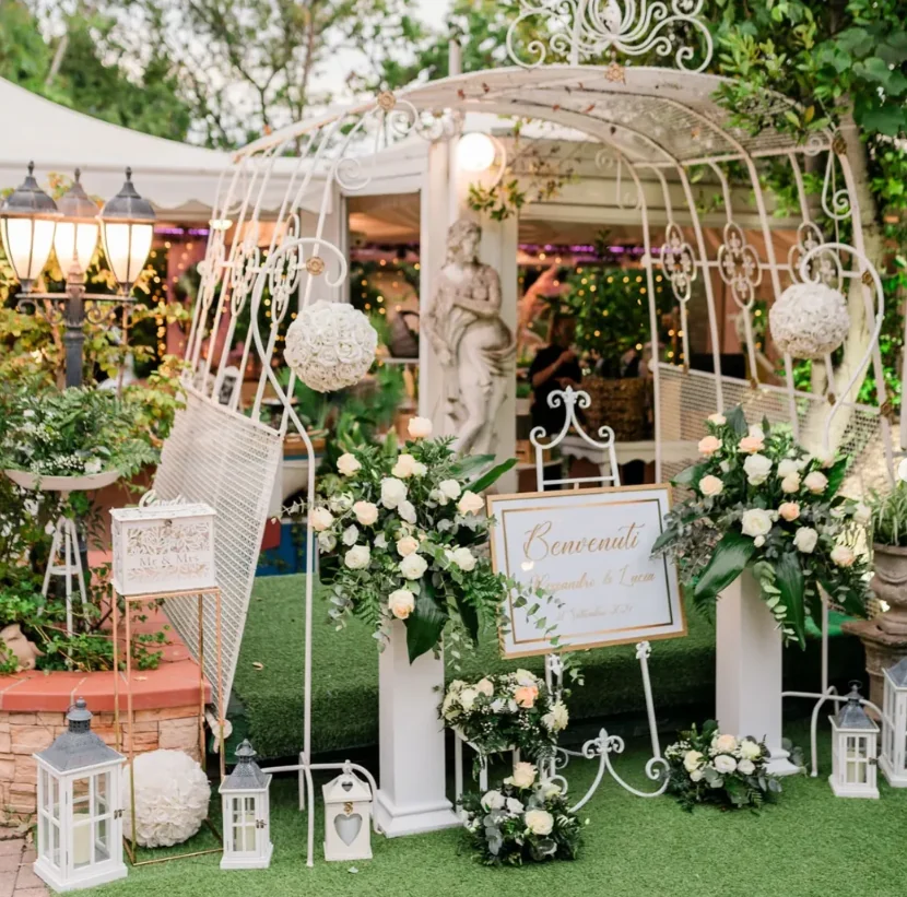 Allestimento elegante per matrimonio a La Maison Sassari